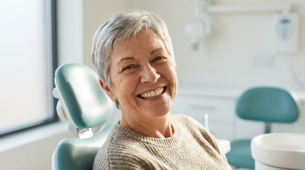 Happy patient smiling after All-on-6 dental implants in Turkey