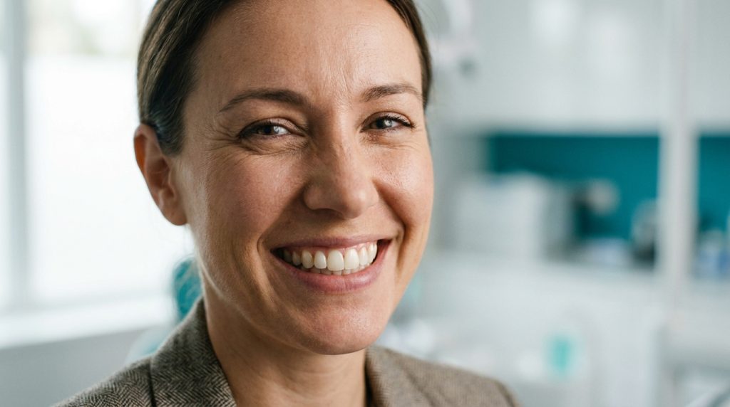 Confident natural smile after a dental crown treatment in Turkey