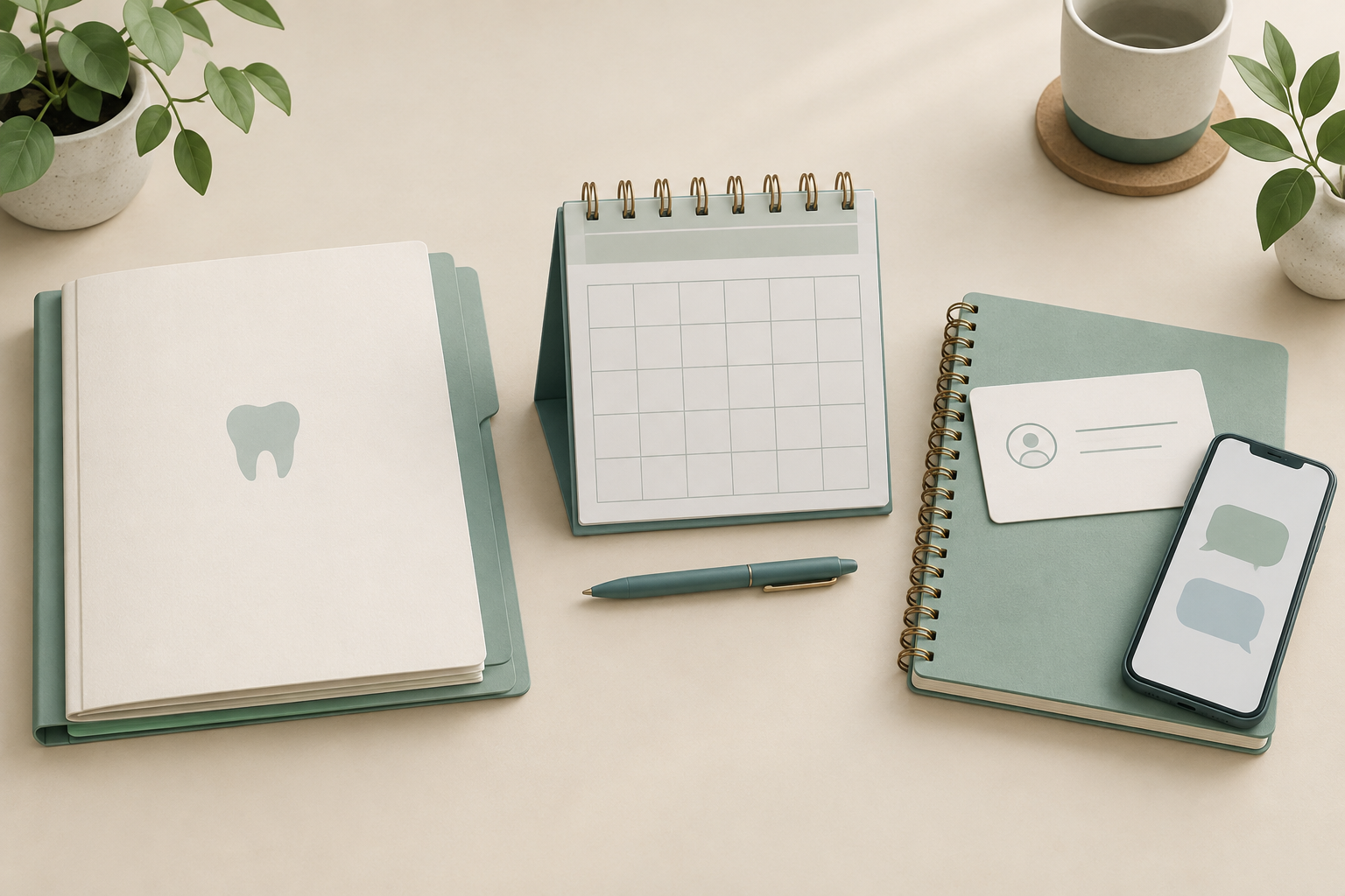 Illustrative treatment records, review calendar and contact details for planning follow-up